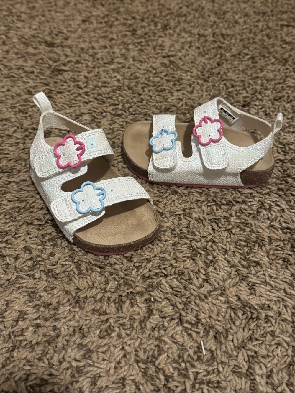 White Kids Floral Strap Sandals